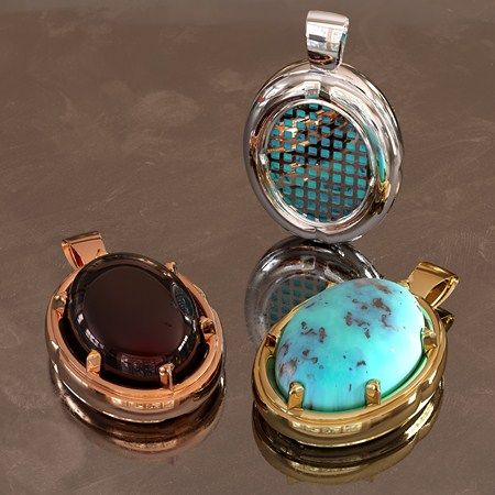 Turquoise Agate silver medallion