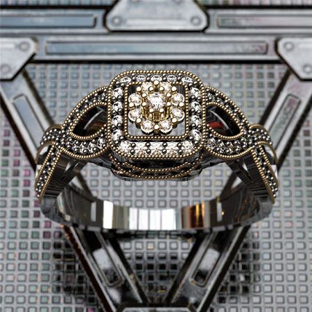 Multicolor beaded diamond ring